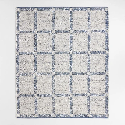 Boucle Coy Blue Handwoven Flatweave Kids Performance Area Rug 5'x8'