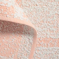 Boucle Elegant Pink Hand Woven Flatweave Kids Performance 12"x18" Rug Swatch