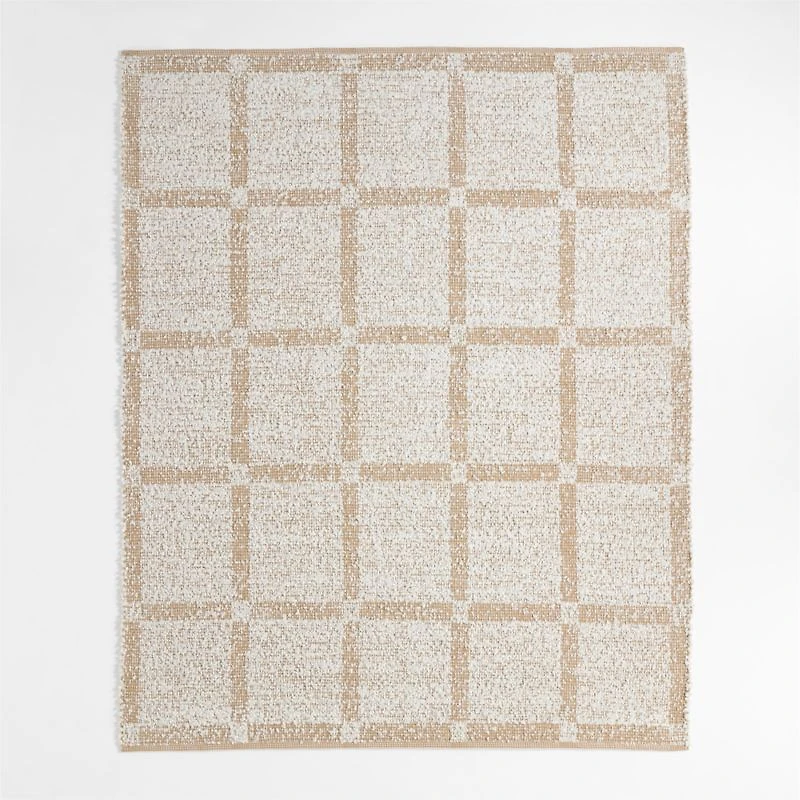 Boucle Stone Tan Handwoven Flatweave Kids Performance Area Rug 5'x8'