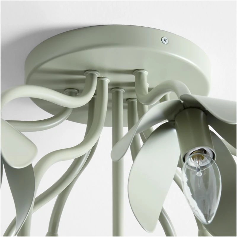 Bouquet Sage Green 22" Kids Flower Flush Mount Ceiling Light