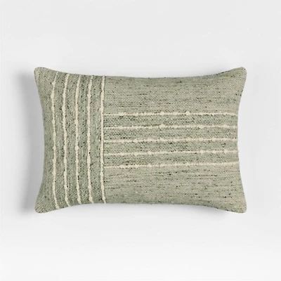 Bozeman Wool Blend 24"x16" Burnt Green Throw Pillow with Feather Insert