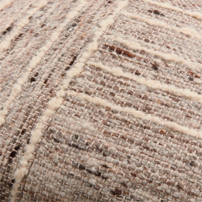 Bozeman Wool Blend 24"x16" Beige Throw Pillow with Feather Insert