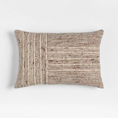 Bozeman Wool Blend 24"x16" Beige Throw Pillow with Feather Insert