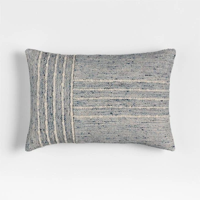 Bozeman Wool Blend 24"x16" Deep Indigo Throw Pillow with Feather Insert