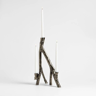 Branch Cast Aluminum Silver Candelabra
