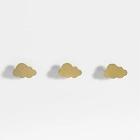 Brass Metal Cloud Kids Wall Hooks, Set of 3