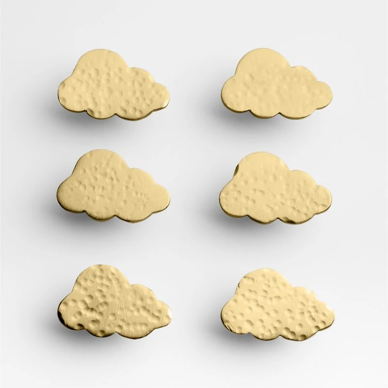 Brass Cloud Knobs, Set of 6