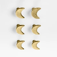 Brass Crescent Moon Knobs, Set of 6