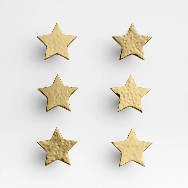 Brass Star Knobs, Set of 6