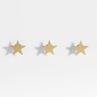 Brass Metal Star Kids Wall Hooks, Set of 3