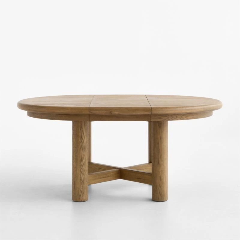 Breckenridge 48"-66" Weathered Rustic Oak Wood Round Extendable Dining Table