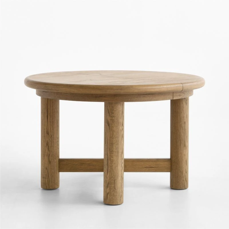Breckenridge 48"-66" Weathered Rustic Oak Wood Round Extendable Dining Table