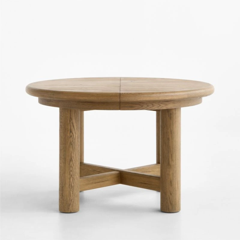 Breckenridge 48"-66" Weathered Rustic Oak Wood Round Extendable Dining Table