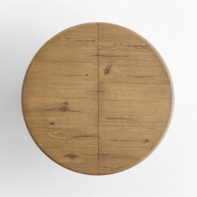 Breckenridge 48"-66" Weathered Rustic Oak Wood Round Extendable Dining Table