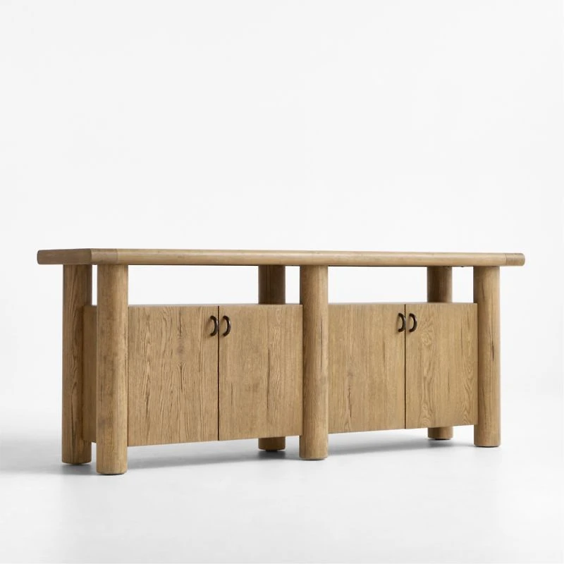 Breckenridge 78" Weathered Rustic Oak Wood Credenza