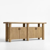 Breckenridge 78" Weathered Rustic Oak Wood Credenza