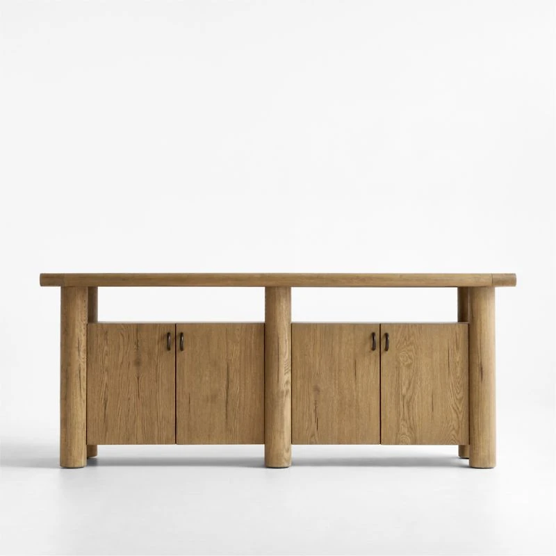 Breckenridge 78" Weathered Rustic Oak Wood Credenza