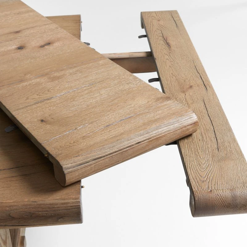Breckenridge 78"-108" Weathered Rustic Oak Wood Extendable Dining Table