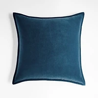 Deep Sea 20" Washed Organic Cotton Velvet Pillow with Feather Insert