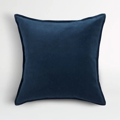 Indigo 20" Washed Organic Cotton Pillow with Feather Insert