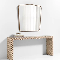 Briars Brown Suede Border Mantel Mirror by Jake Arnold 41"