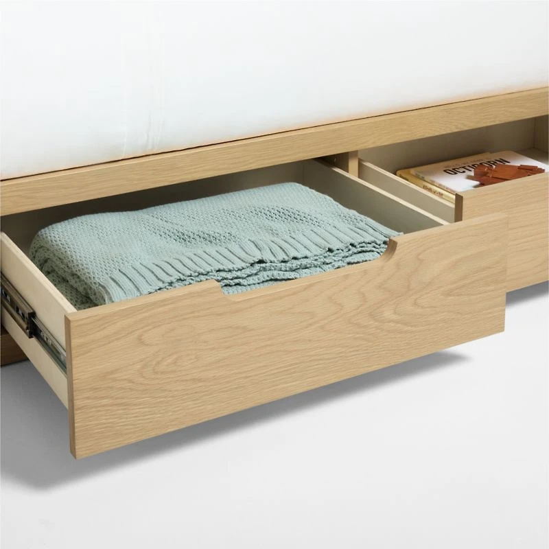 Bridgeman Natural Oak Wood Kids Twin Bunk Bed with Storage Trundle