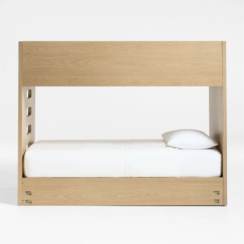 Bridgeman Natural Oak Wood Kids Twin Bunk Bed with Storage Trundle