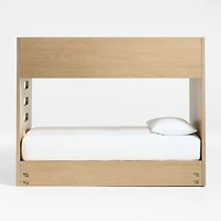 Bridgeman Natural Oak Wood Kids Twin Bunk Bed with Storage Trundle