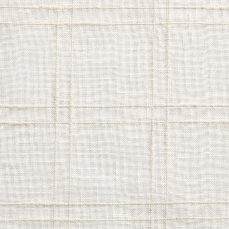 Briza White Windowpane European Flax ™-Certified Linen Sheer Window Curtain Panel 52"x84"