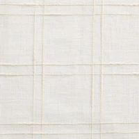 Briza White Windowpane European Flax ™-Certified Linen Sheer Window Curtain Panel 52"x84"