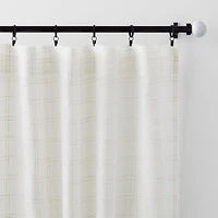 Briza White Windowpane European Flax ™-Certified Linen Sheer Window Curtain Panel 52"x84"