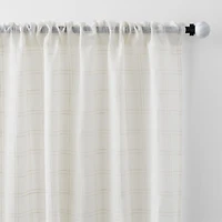 Briza White Windowpane European Flax ™-Certified Linen Sheer Window Curtain Panel 52"x84"