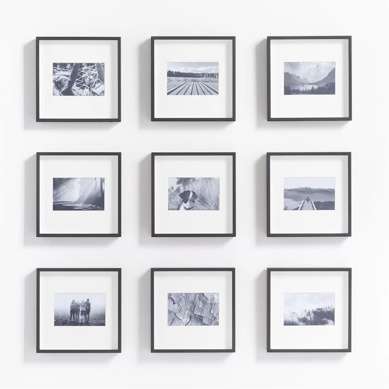 9-Piece Brushed Black 4x6 Gallery Wall Frame Set