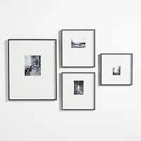 Brushed Black Metal Picture Frame with Vertical White Mat 5x7