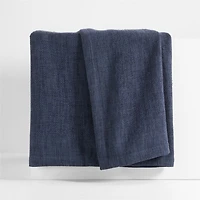 Brushed Organic Cotton Deep Indigo Blue King Bed Blanket
