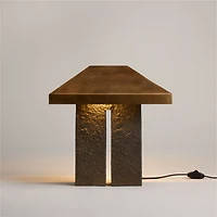 Brutalist Metal Table Lamp with Metal Shade