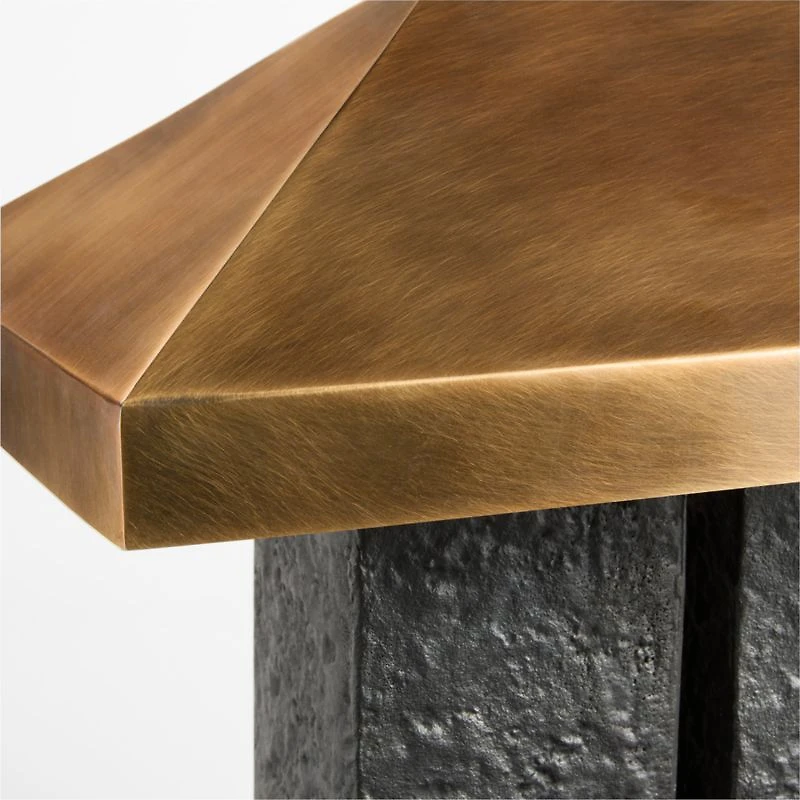 Brutalist Metal Table Lamp with Metal Shade