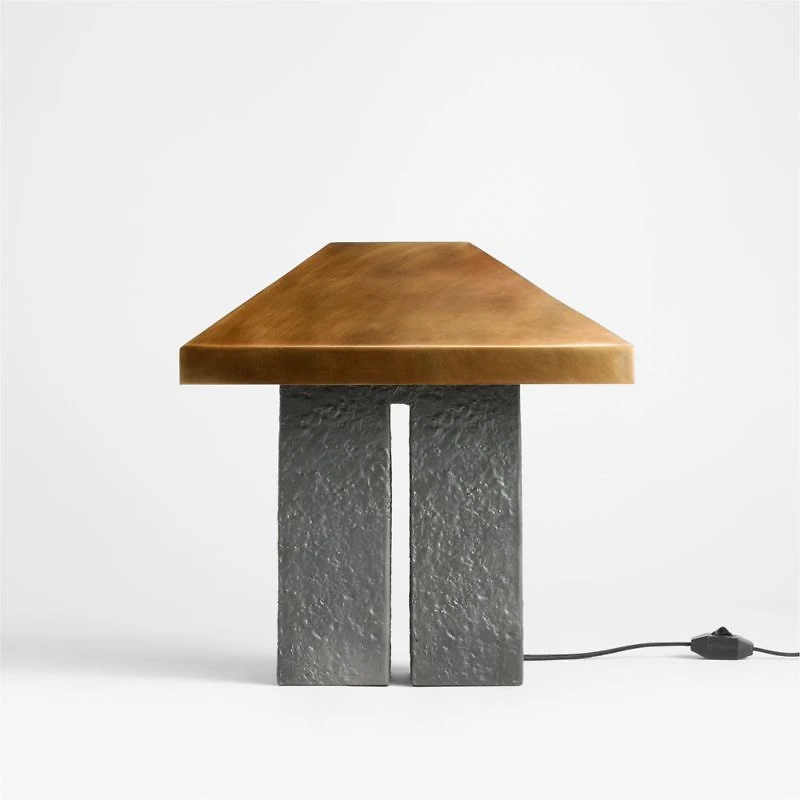 Brutalist Metal Table Lamp with Metal Shade