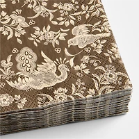 Brown Peacock Printed Cocktail Napkins