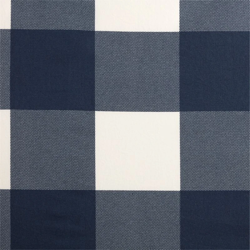 Navy Buffalo Check Cotton Blackout Window Curtain Panel 44"x84"