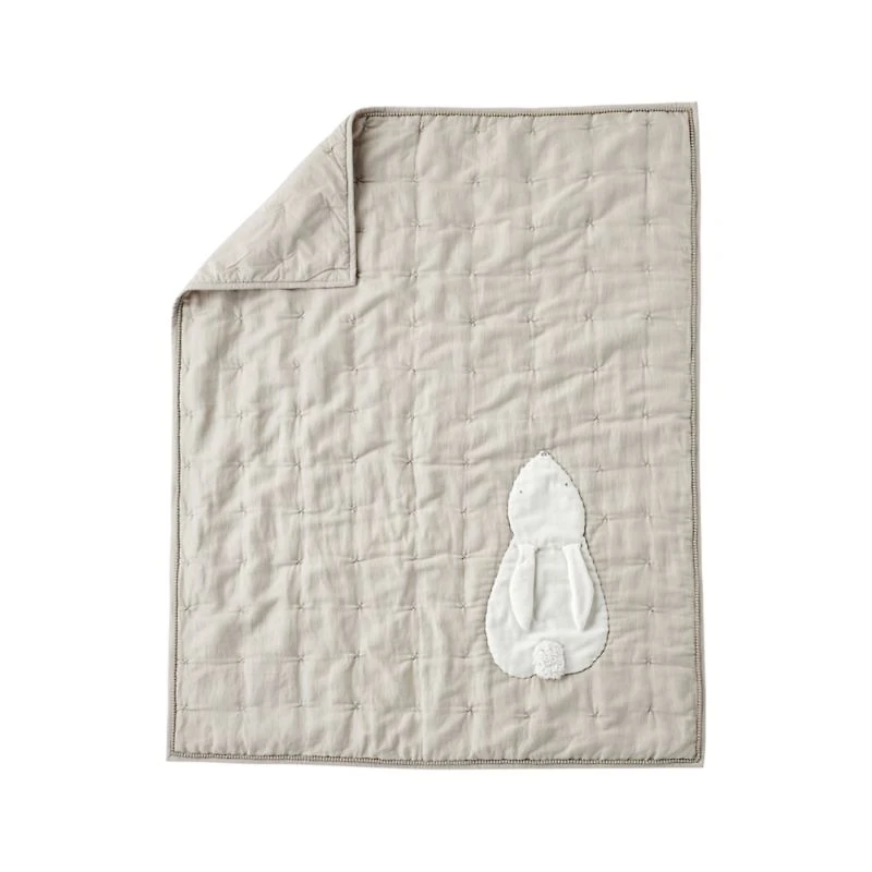 Hoppy Tails Pom Pom Baby Crib Quilt