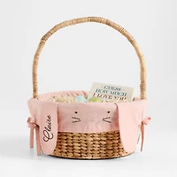Bunny Face Elegant Pink Kids Easter Basket Liner