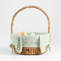 Modern Easter Basket with Green Bunny Kids Easter Basket Liner