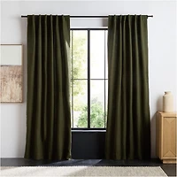 Burnt Green EUROPEAN FLAX ™-Certified Linen Window Curtain Panel 52"x84"