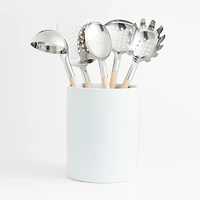 Crate & Barrel Beechwood and Stainless Ladle