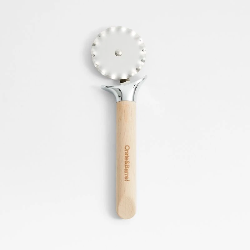 Crate & Barrel Fluted Pastry Cutter Wheel with Beechwood Handle