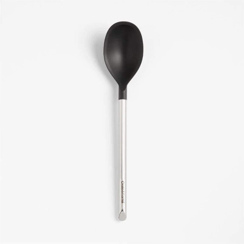 Crate & Barrel Black Silicone and Stainless Steel Deep Spoon