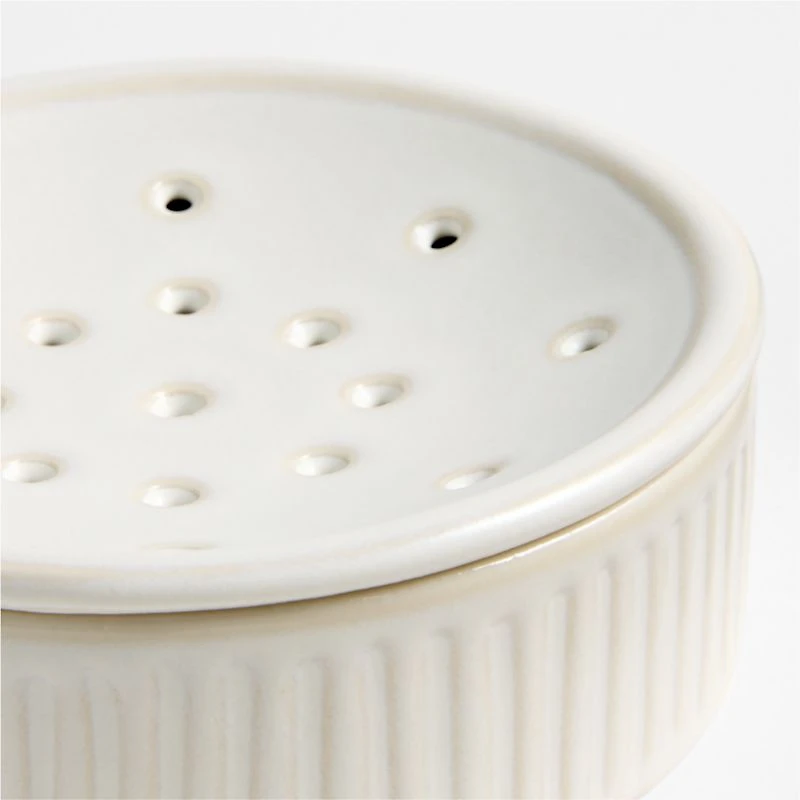 Clean by Crate Ivory Ceramic Palm Dish Brush Holder