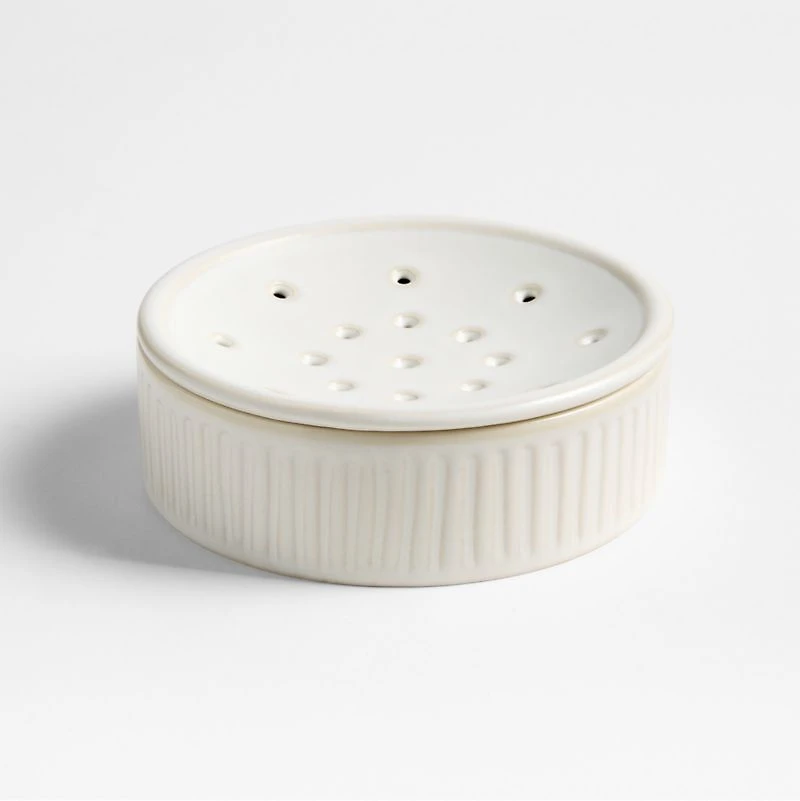 Clean by Crate Ivory Ceramic Palm Dish Brush Holder
