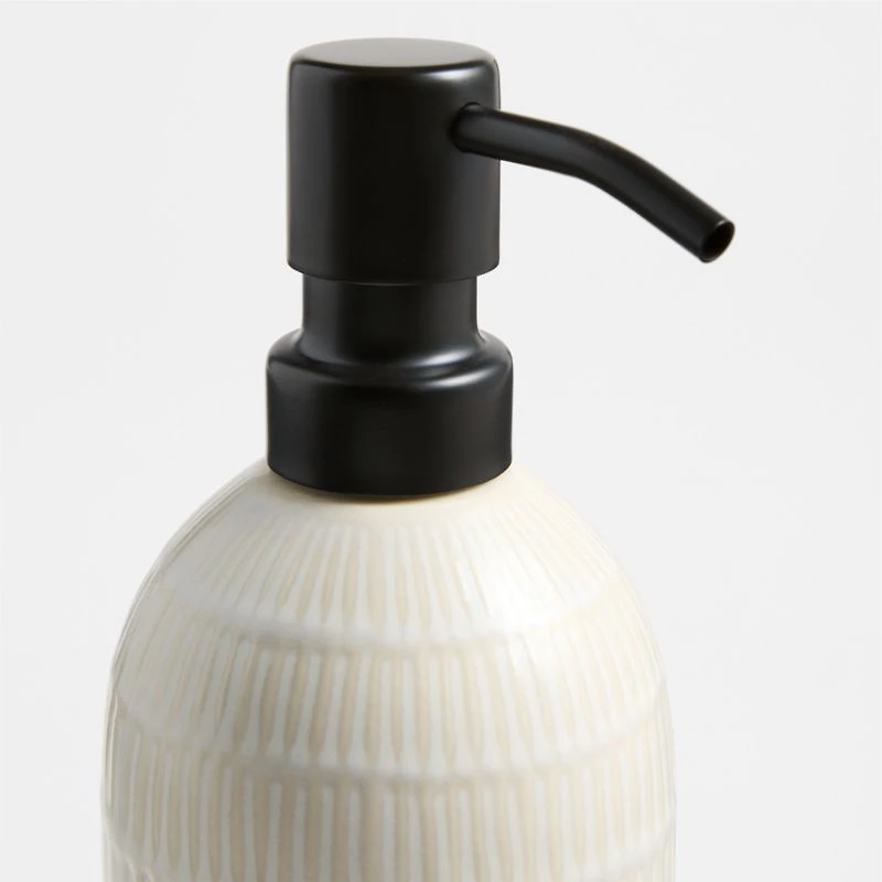 Clean by Crate Ivory Ceramic Soap Dispenser with Black Pump